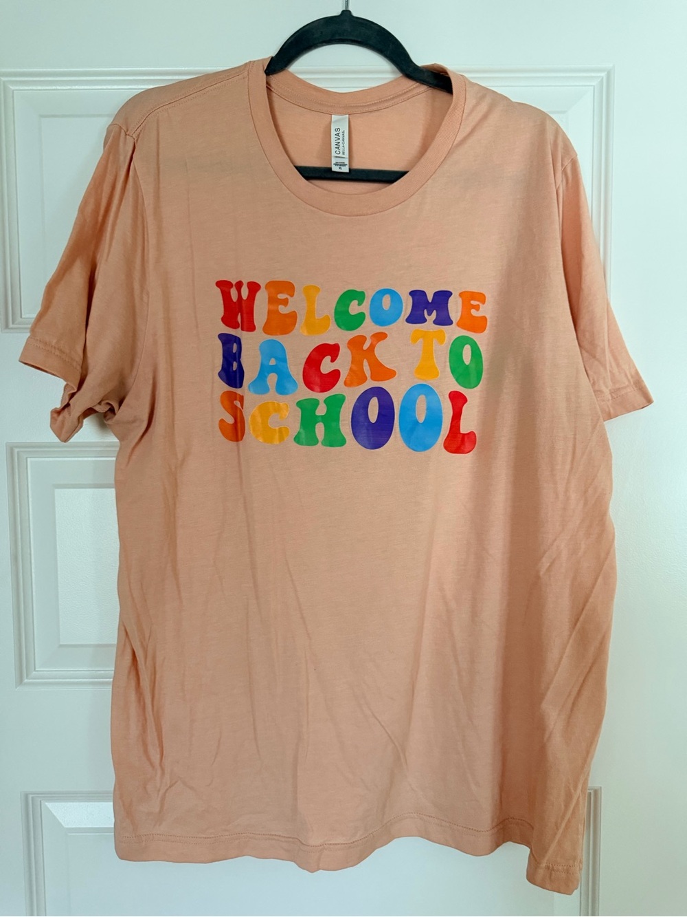 Bella Canvas Peach Teacher Short-Sleeve "Welcome Back to School" Tee